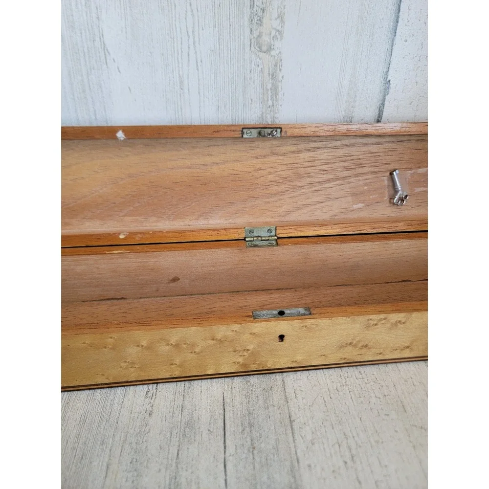 Vintage long lock key flute instrument‎ hinged wooden unique home decor